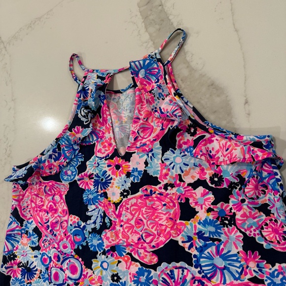 Lilly Pulitzer Billie Top Sleeveless Ruffle Tank Women’s Small Turtle Amazement - Picture 9 of 9
